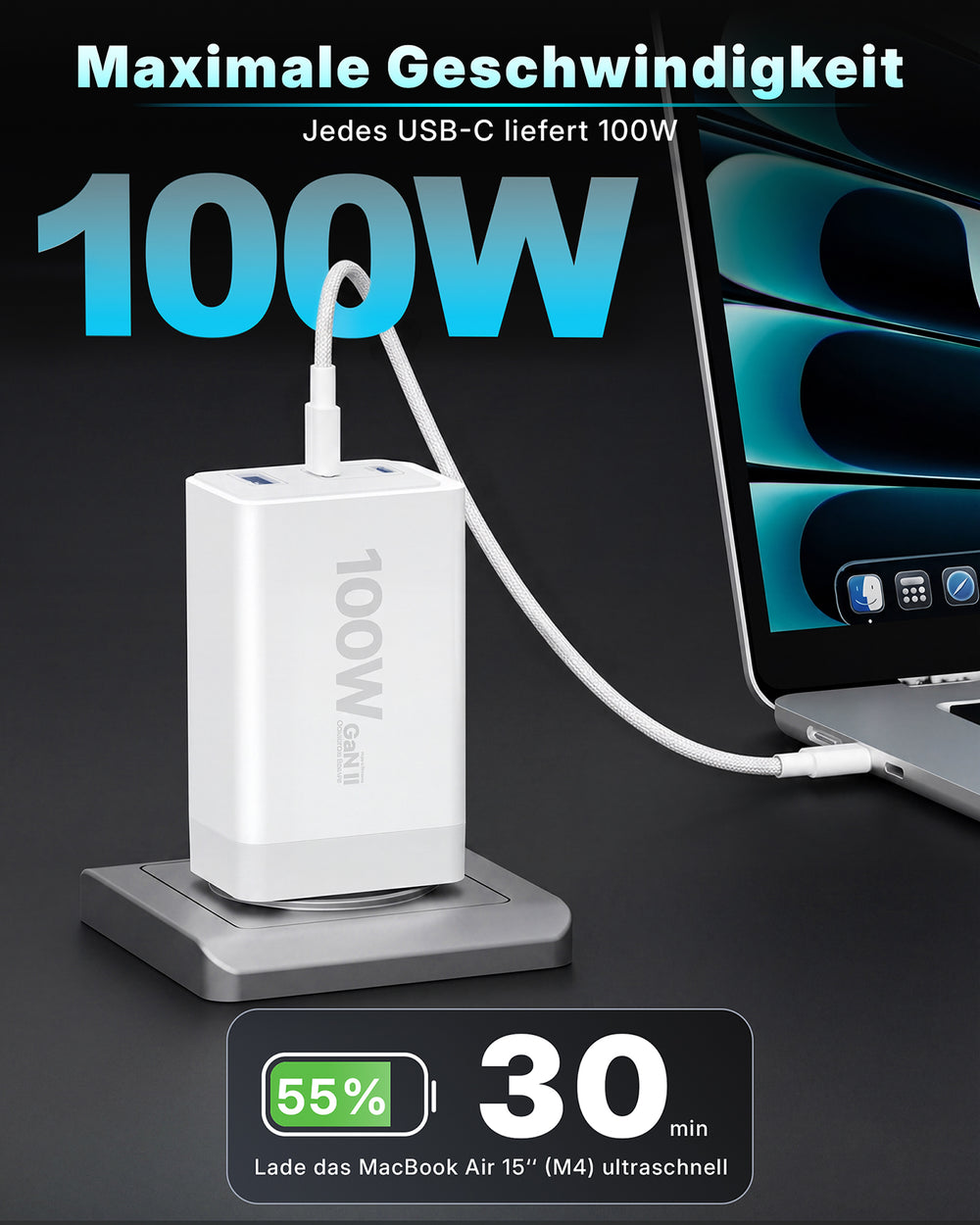 100w Nexus Pro Ladegerät - Schnellladegerät für Labtop, Macbook