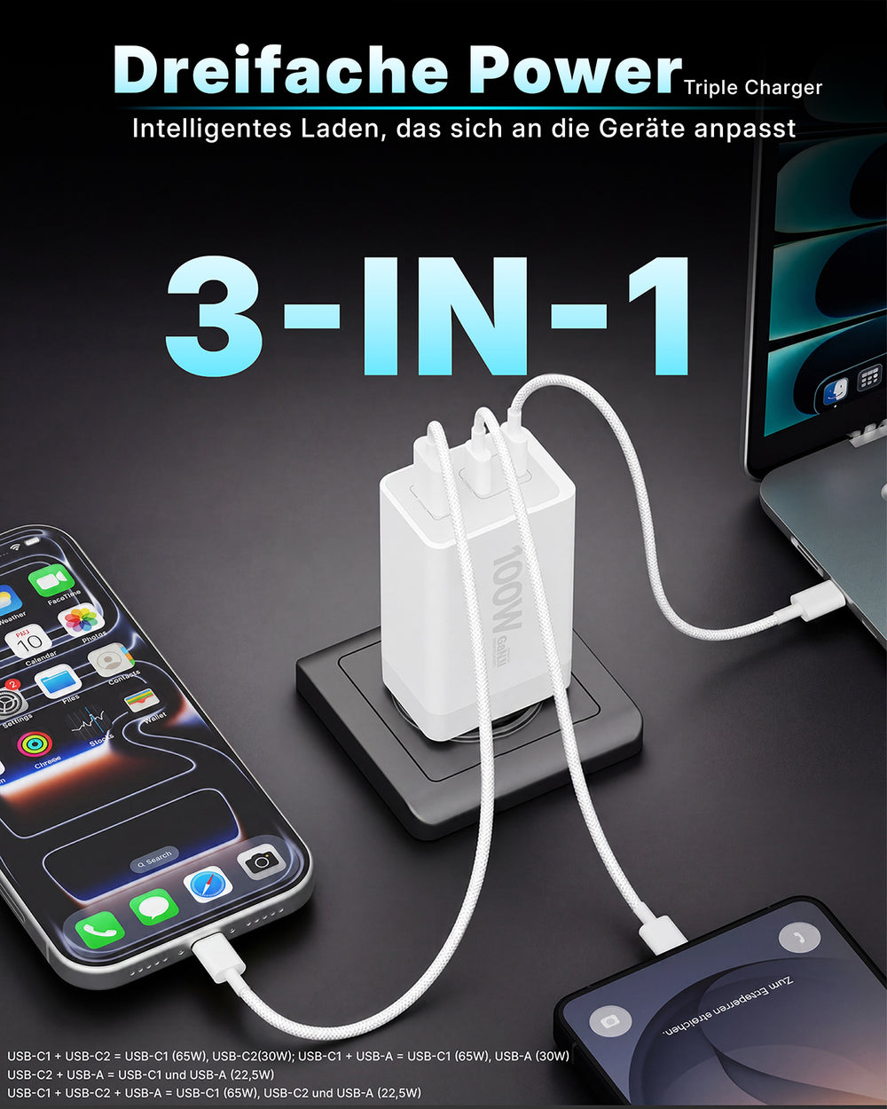 100w Nexus Pro Ladegerät - Schnellladegerät für Labtop, Macbook