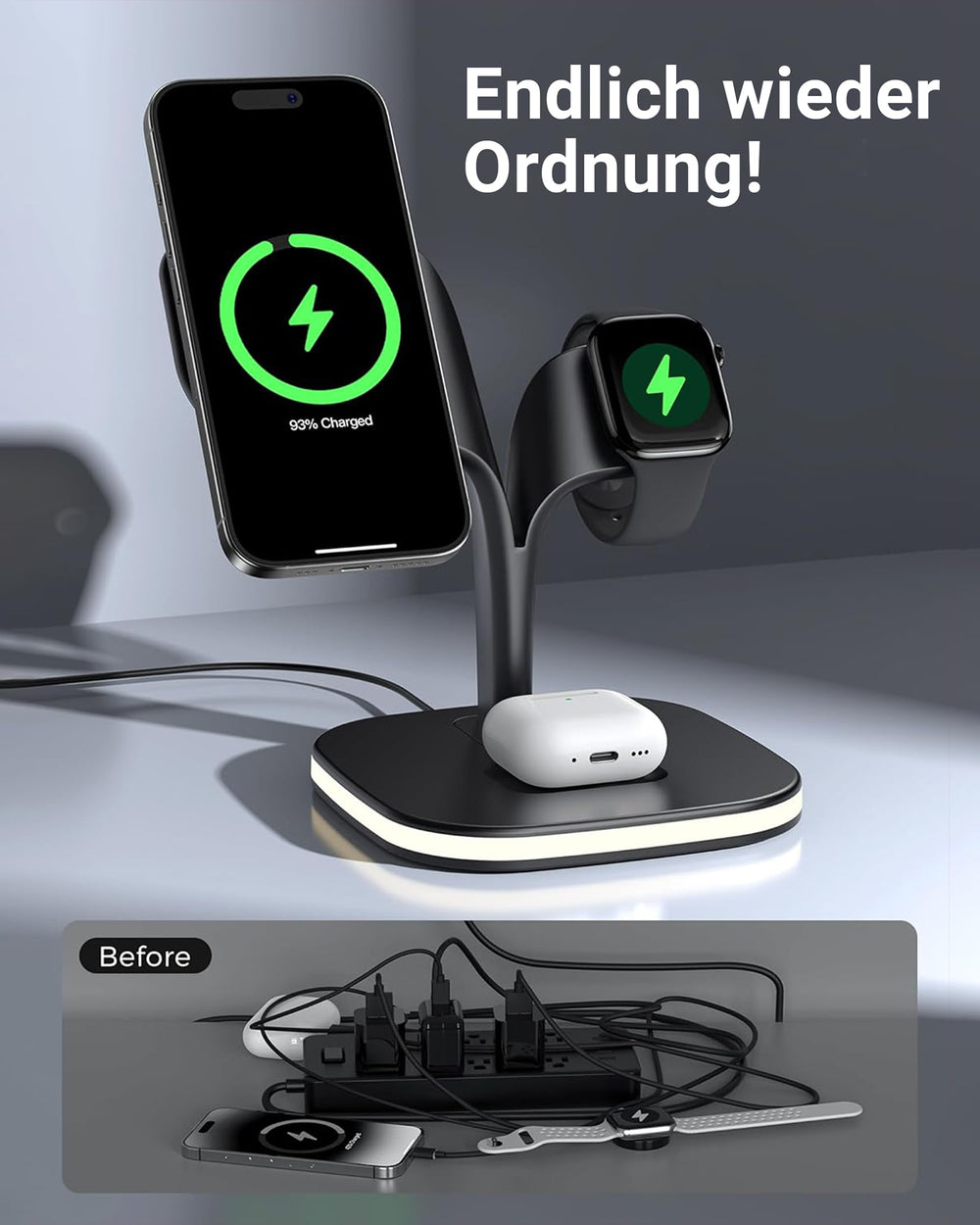 3-in-1 Magnetic PowerBase Charging Station for iPhone