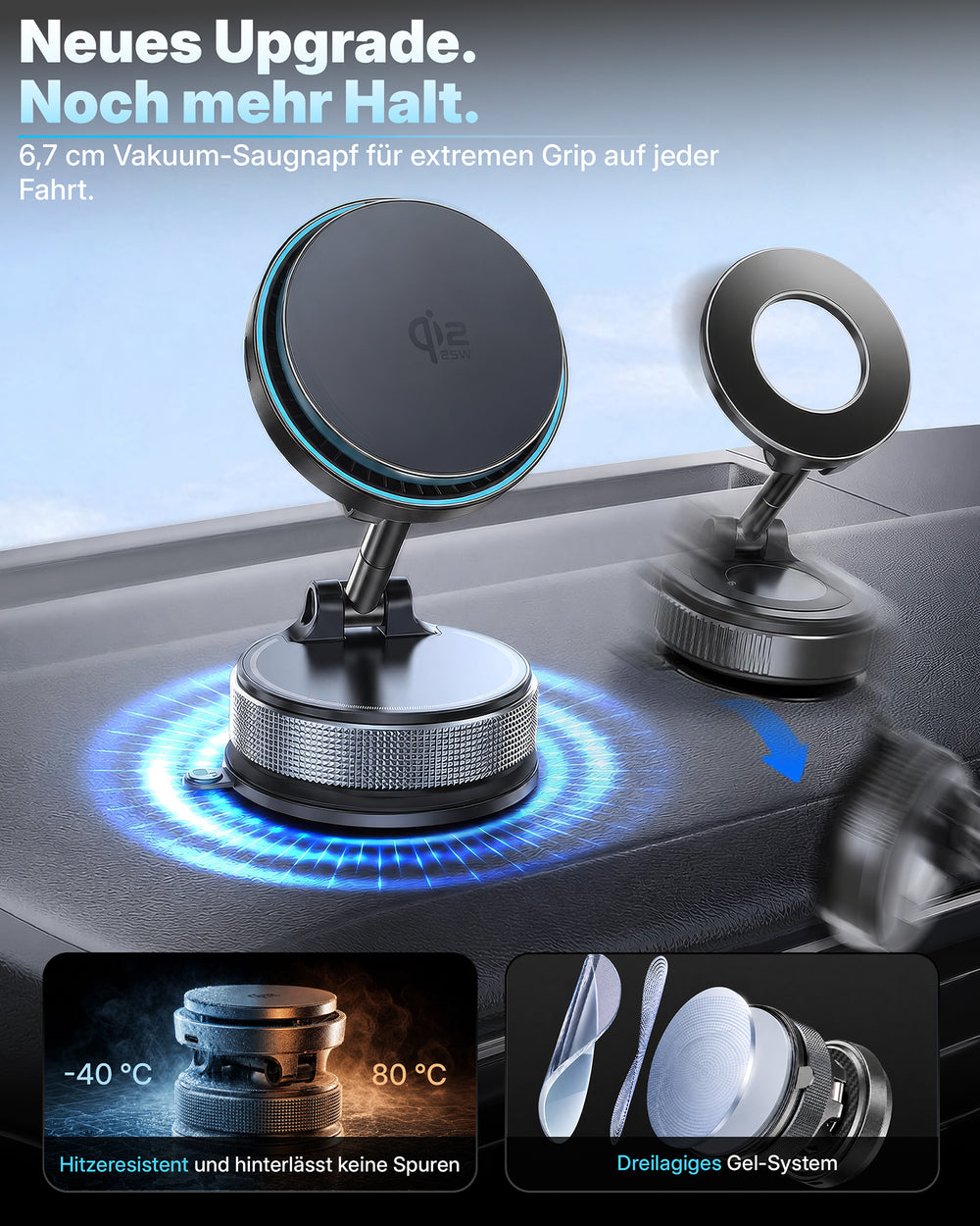 Vacuum Phone Stand 25W Wireless Charging