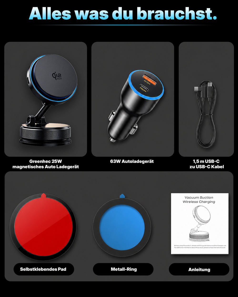 Vacuum Phone Stand 25W Wireless Charging