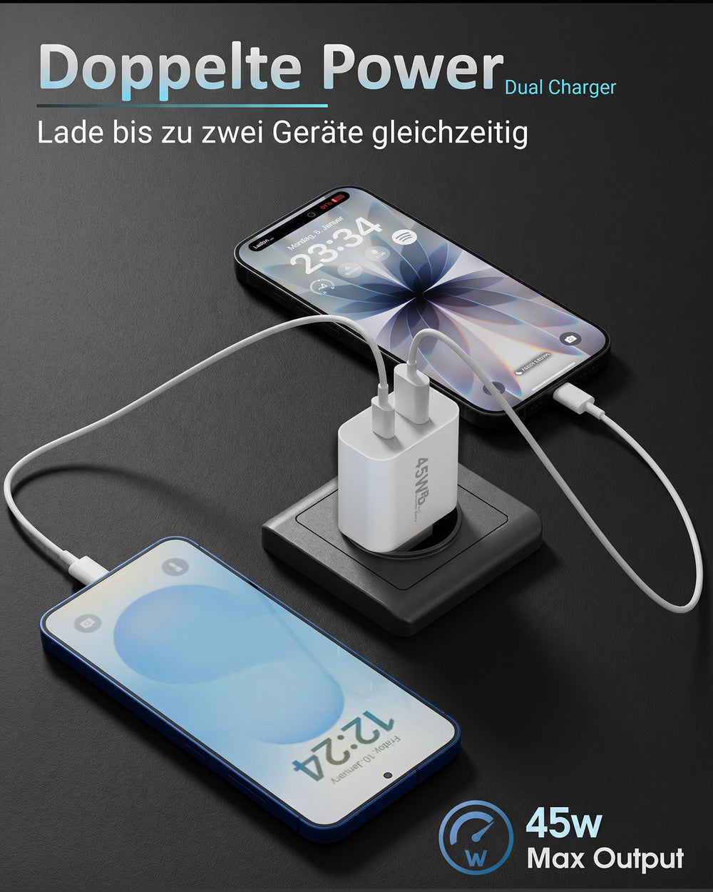 45w USB + USB-C Dual Charger