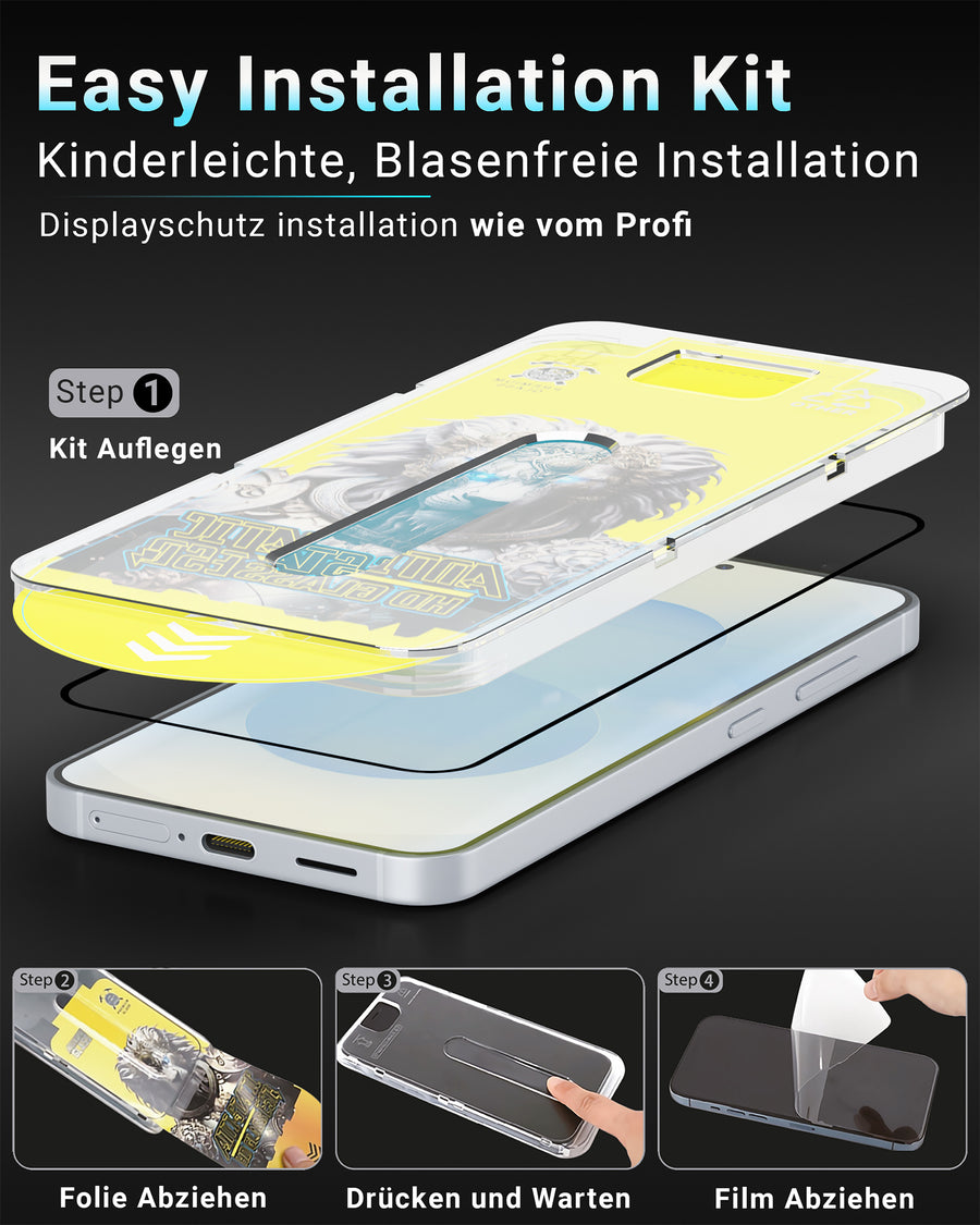 Rahmen auflegen, Folie abziehen, andrücken.