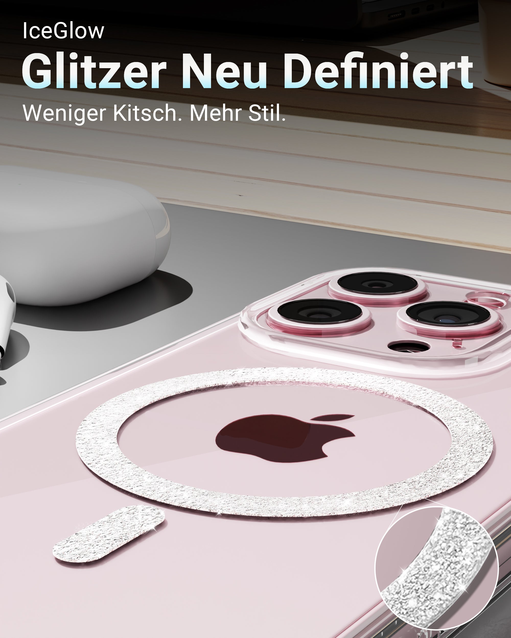 IceGlow Clear Case - Glitzer Handyhülle für iPhone