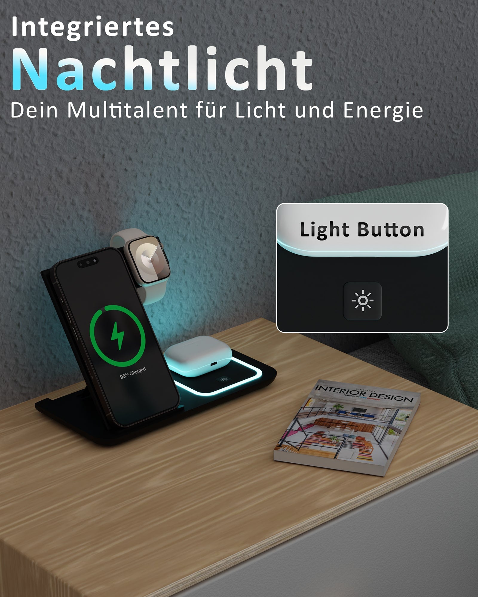 3in1 Light PowerBase Ladestation für iPhone