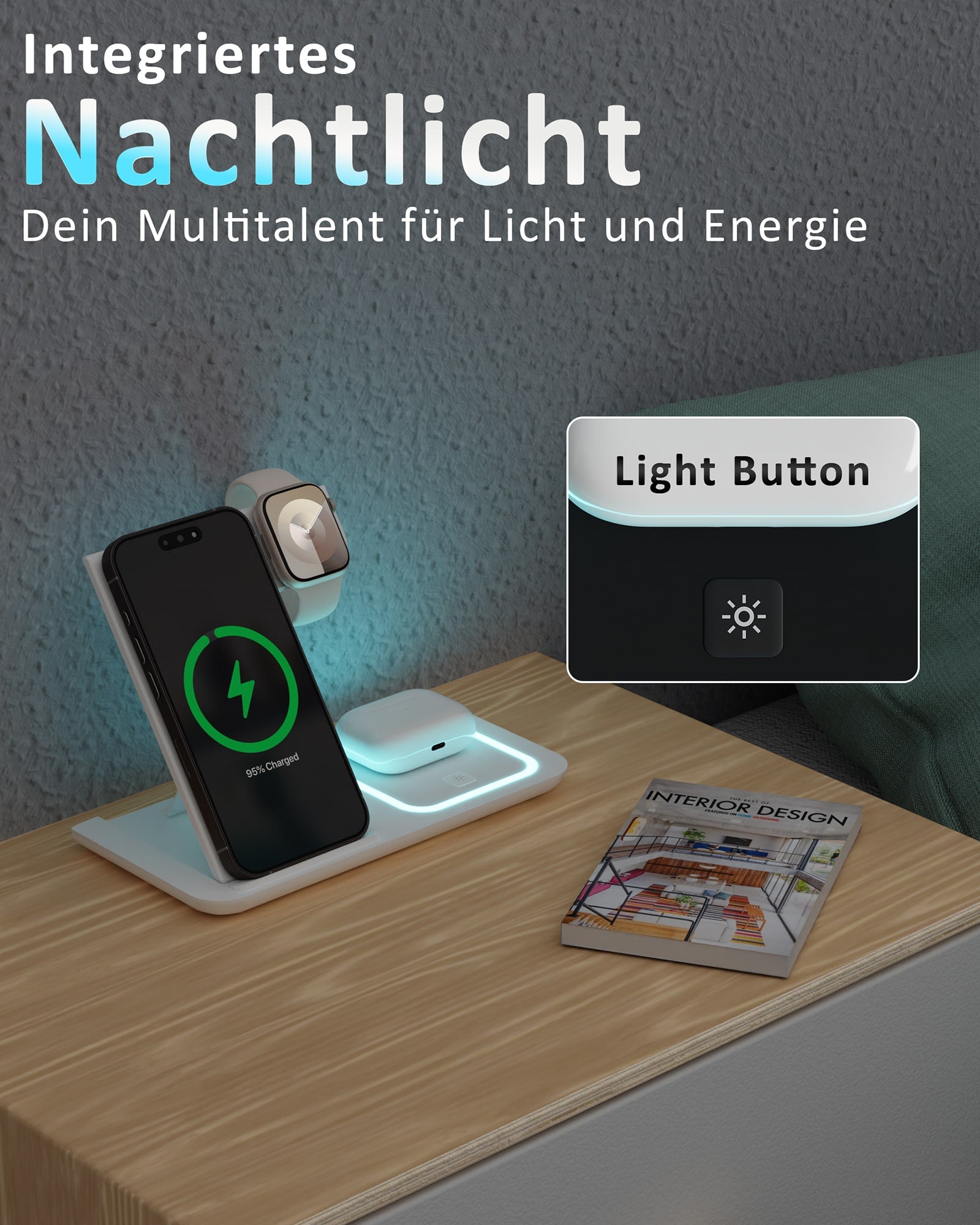 3in1 Light PowerBase Ladestation für iPhone