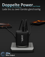 20w Dual Charger - Black