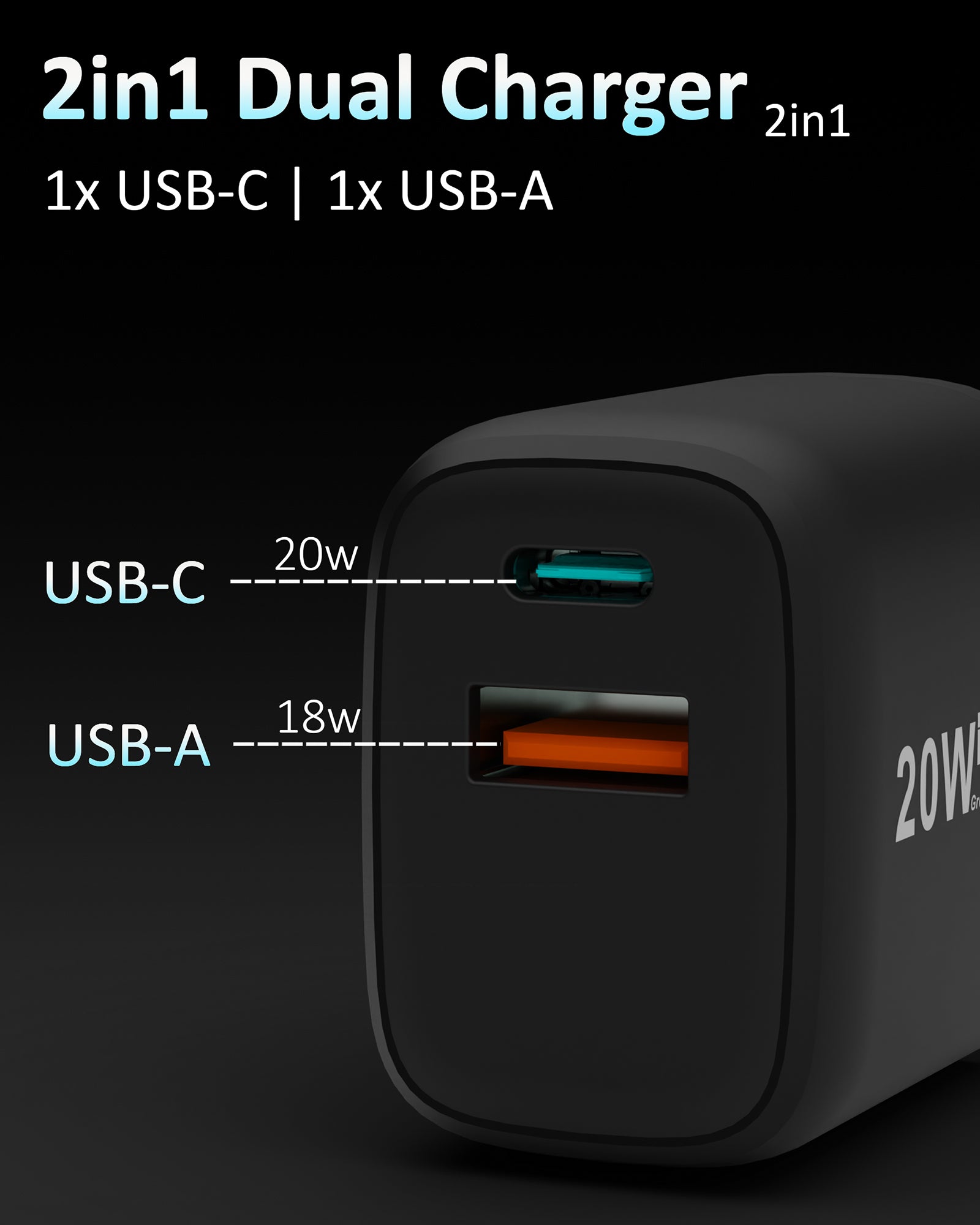 20w Dual Charger - Black