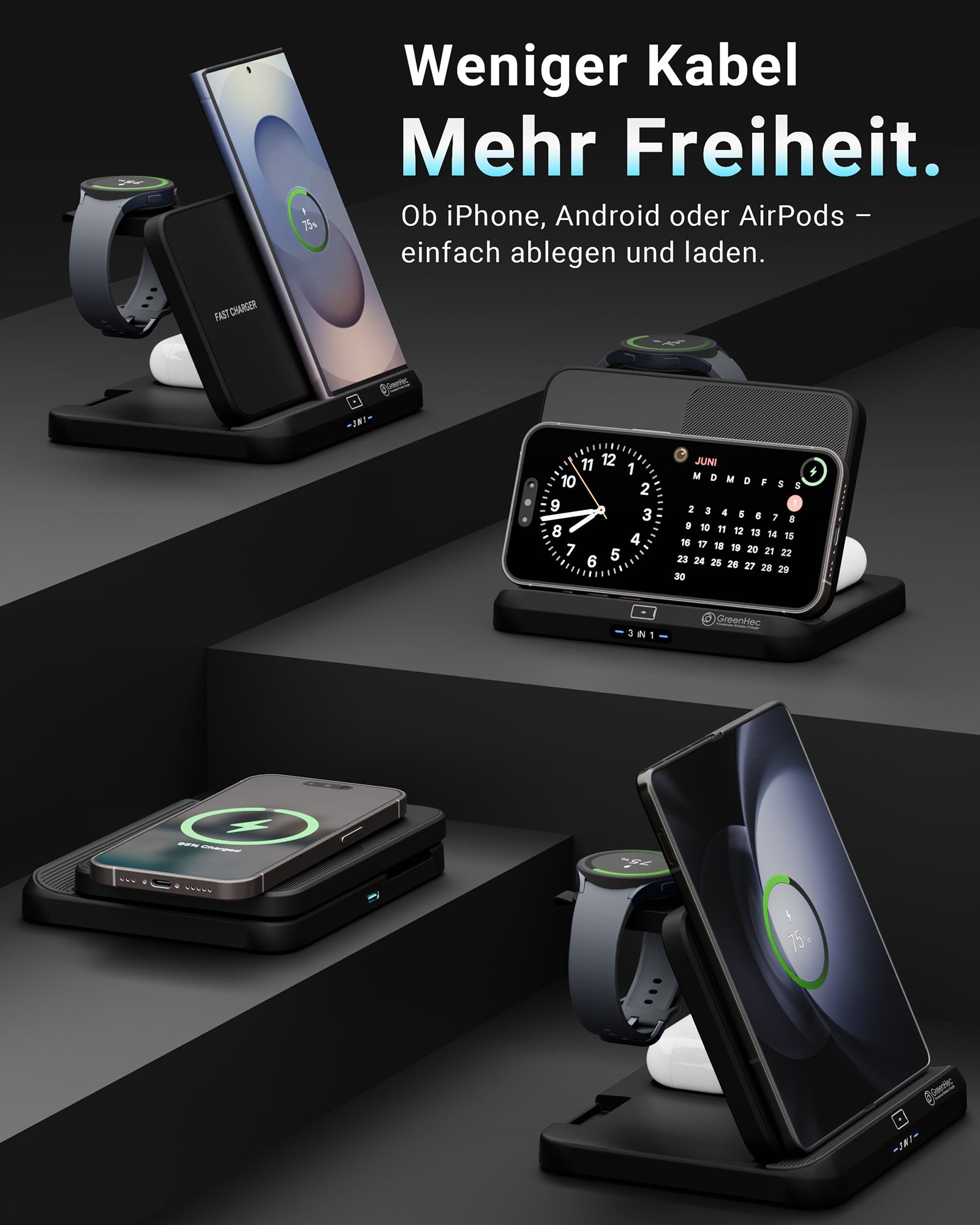3in1 PowerBase Ladestation für Samsung Foldable