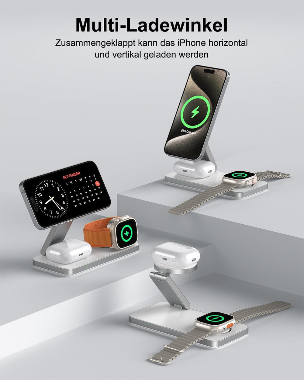 3-in-1 Magnetic PowerBase Travel Charger - Charging Station for iPhone