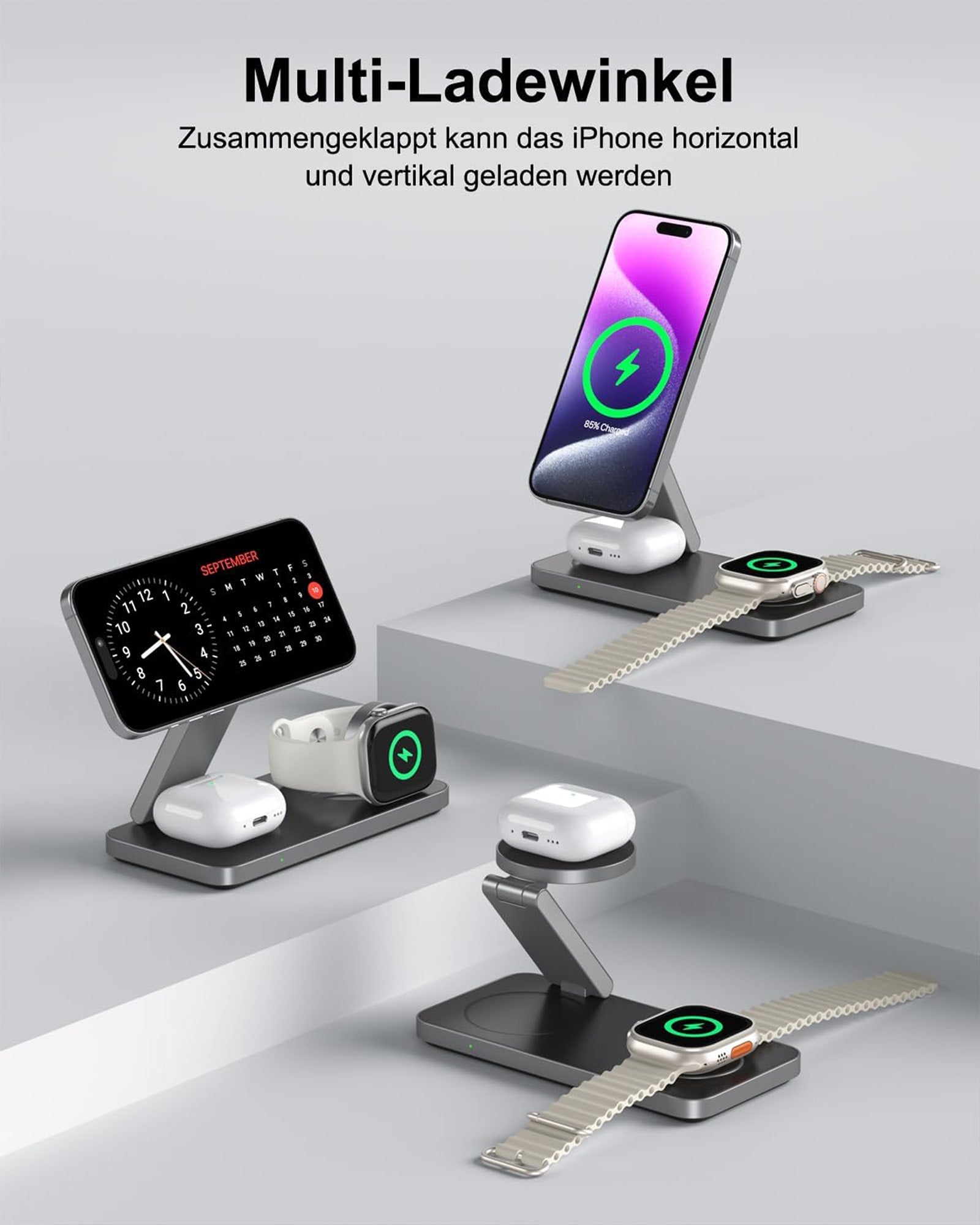 3in1 Magnetic PowerBase Travel Charger - Ladestation für iPhone
