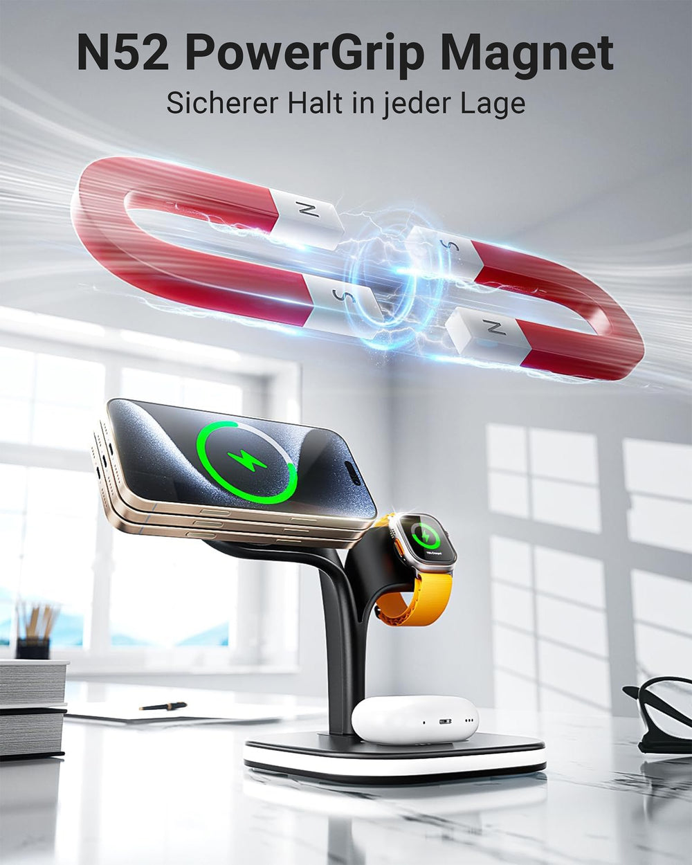 3-in-1 Magnetic PowerBase Charging Station for iPhone