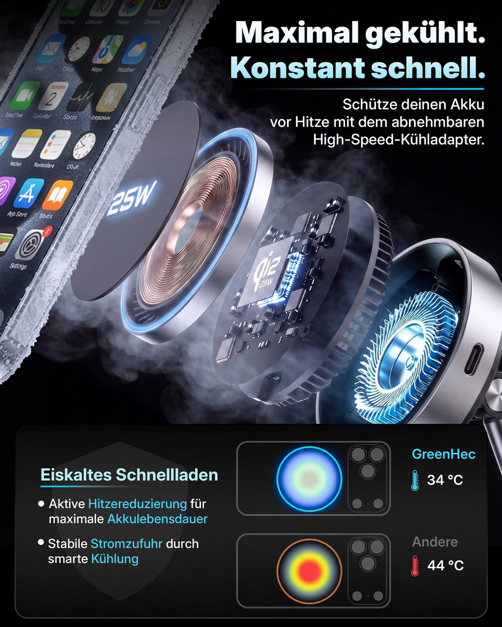 Vacuum Phone Stand 25W Wireless Charging