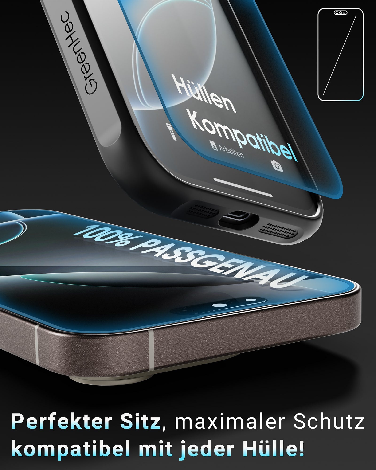 EASY INSTALL Crystal Glass 2er Pack - für iPhone
