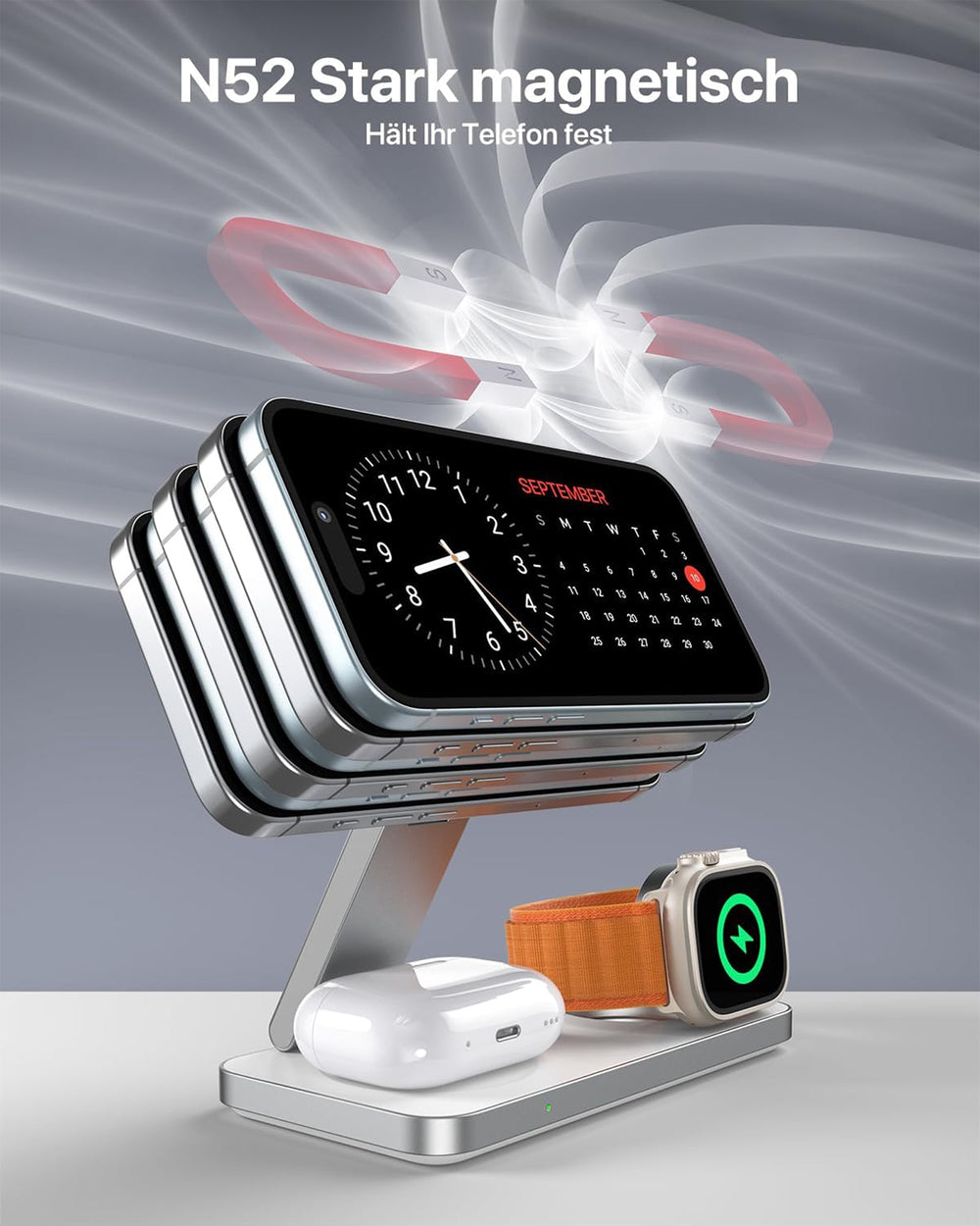 3-in-1 Magnetic PowerBase Travel Charger - Charging Station for iPhone