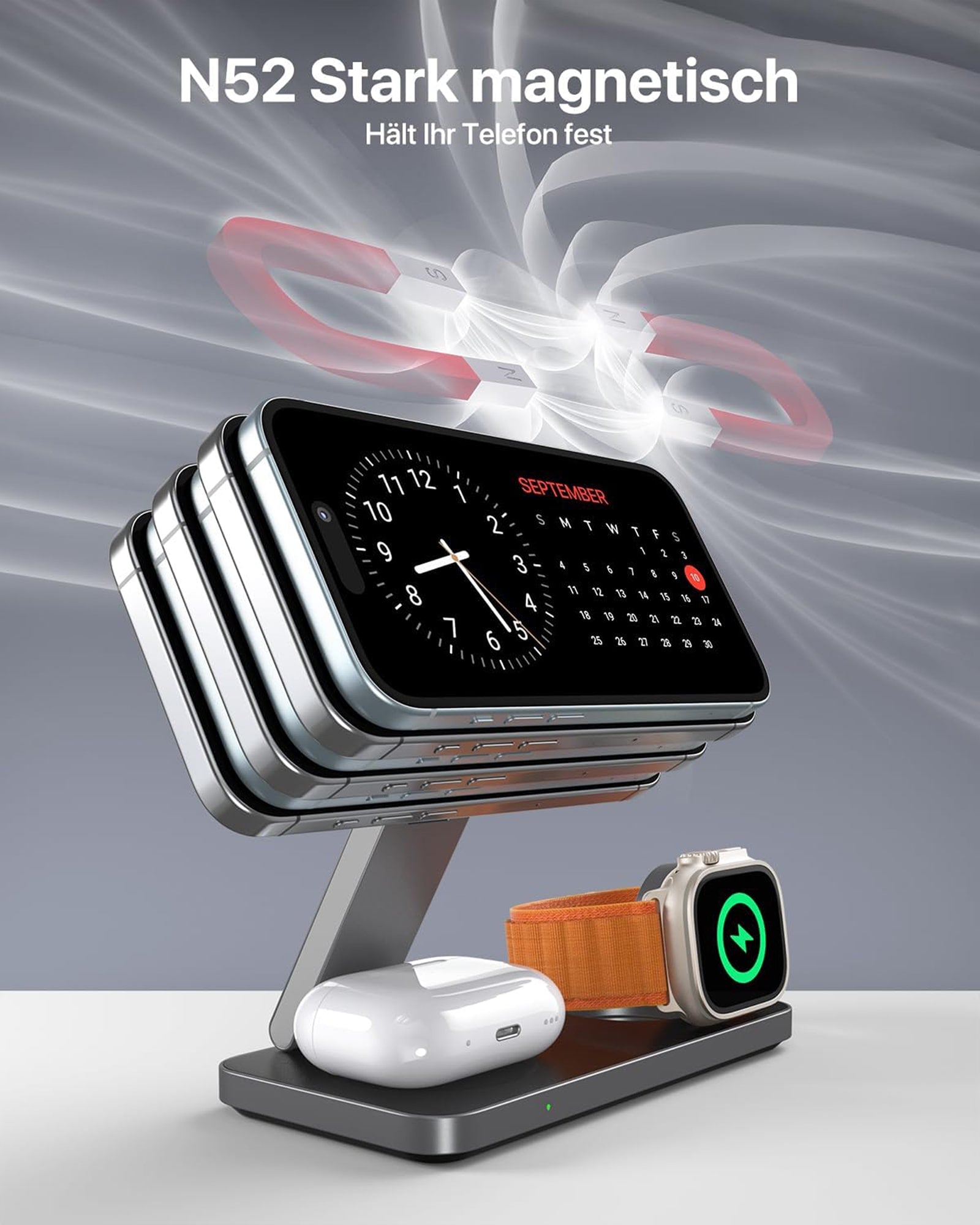 3in1 Magnetic PowerBase Travel Charger - Ladestation für iPhone