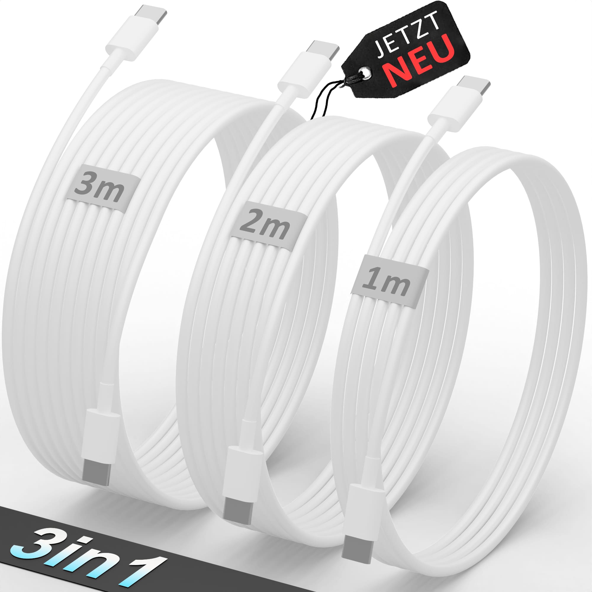 3in1 USB-C Kabel Bundle - 1m + 2m + 3m USB-C Kabel