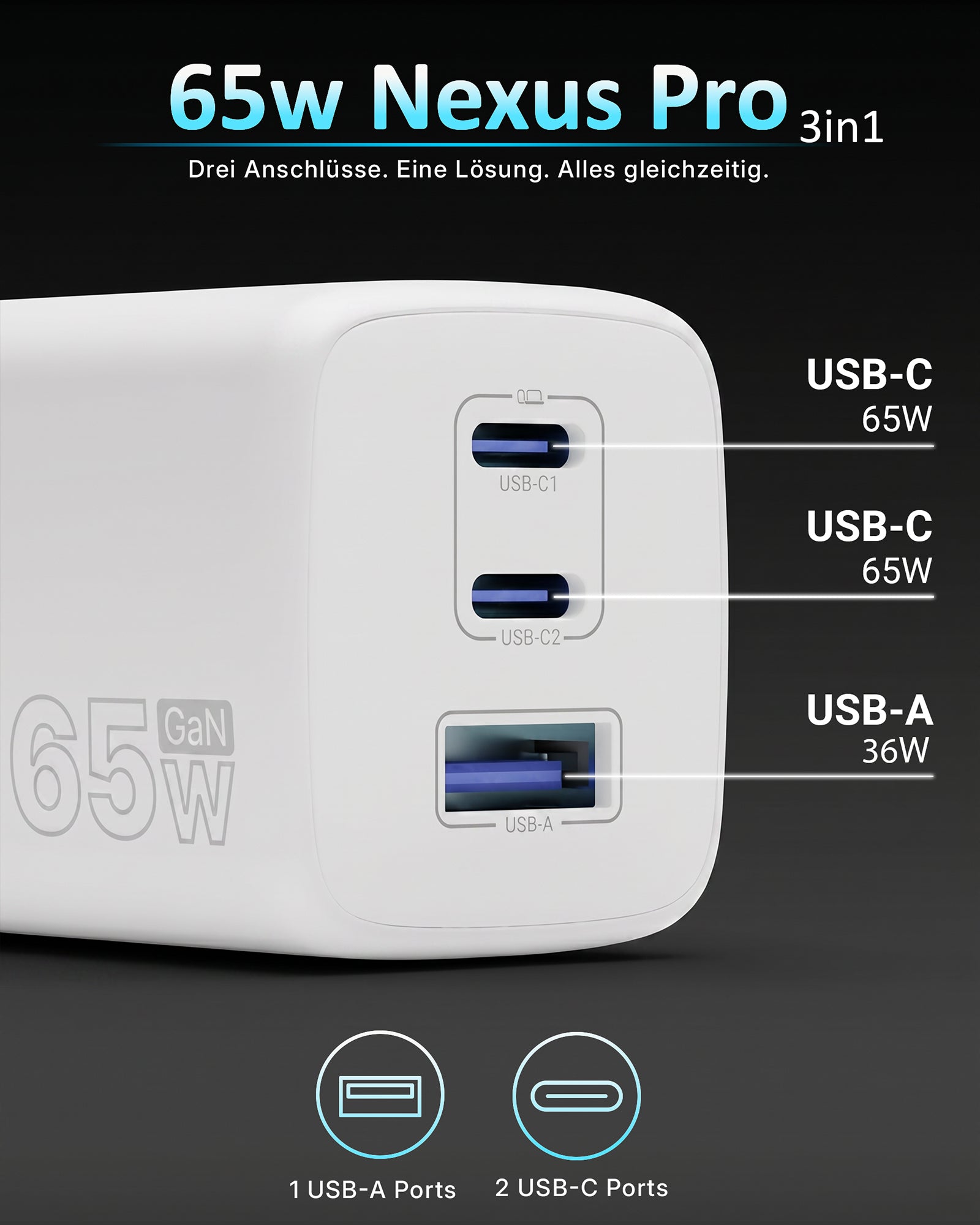 65w Nexus Pro 3in1 Ladegerät