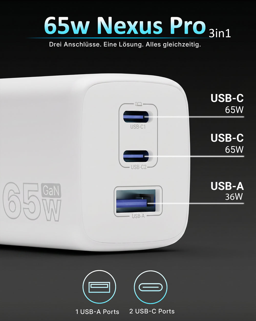 65w Nexus Pro 3in1 Ladegerät