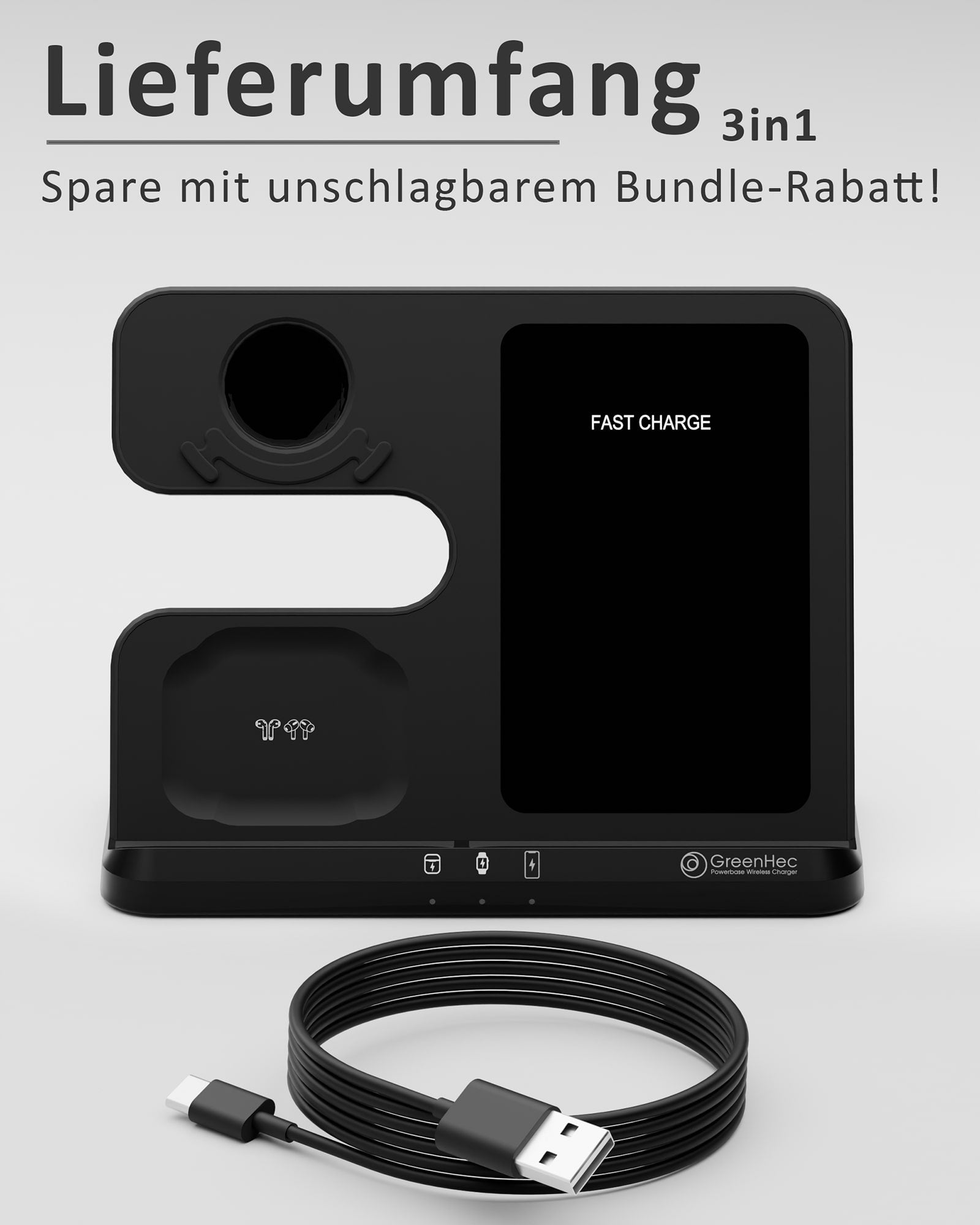 3in1 PowerBase Ladestation für Samsung
