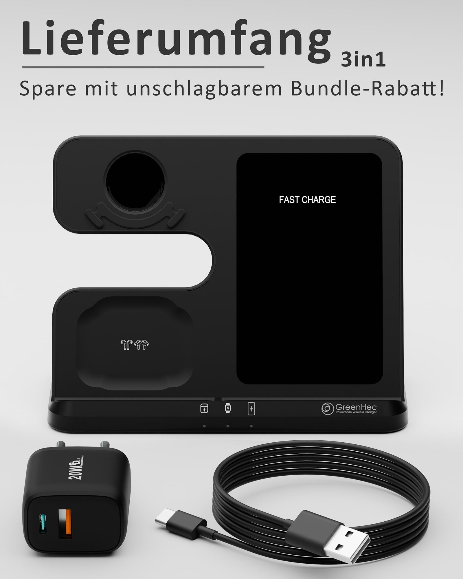 3in1 PowerBase Ladestation für Samsung
