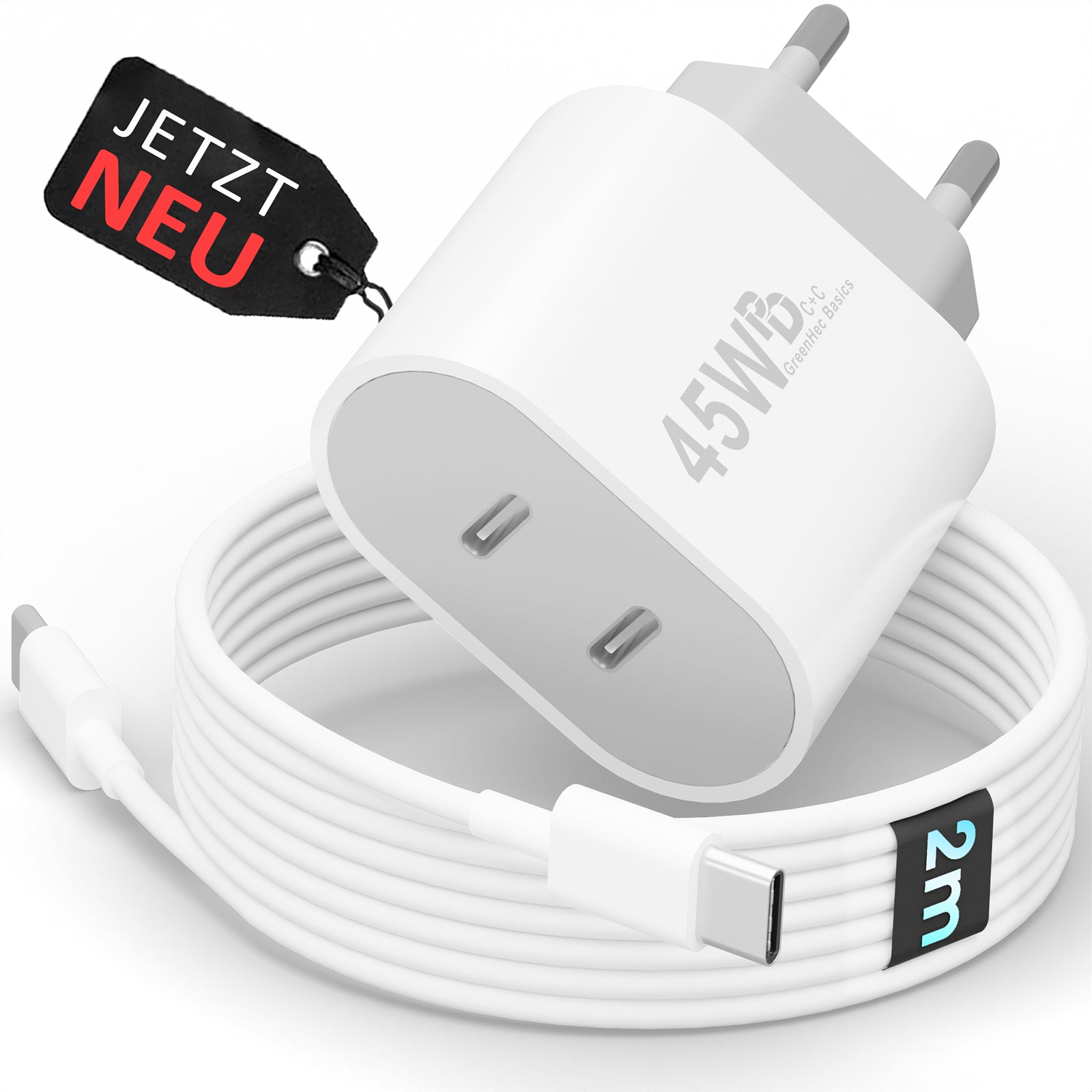 45w USB-C Dual Charger + USB-C Kabel