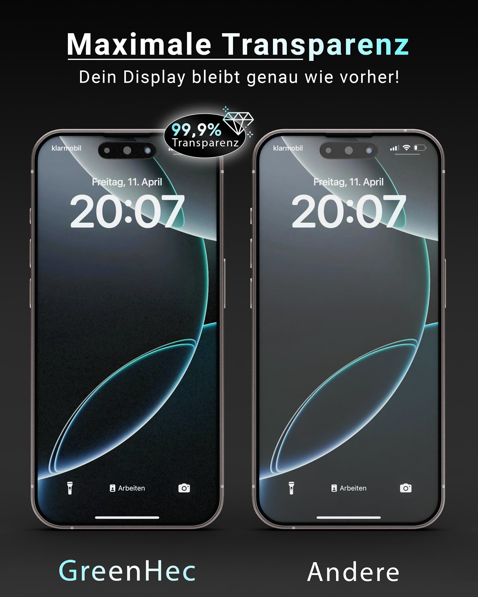 EASY INSTALL Crystal Glass 2er Pack - für iPhone