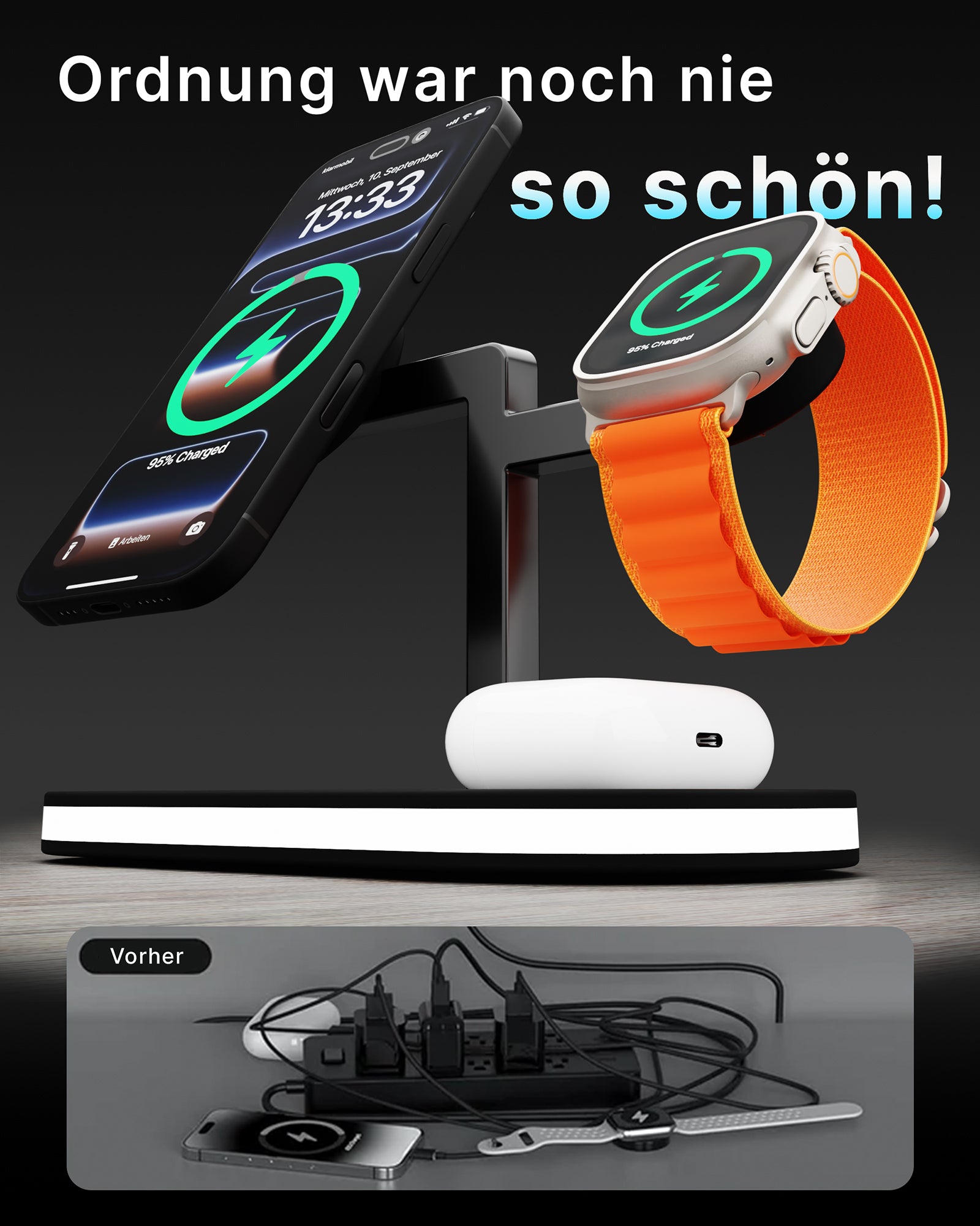 4in1 Magnetic LED PowerBase für iPhone