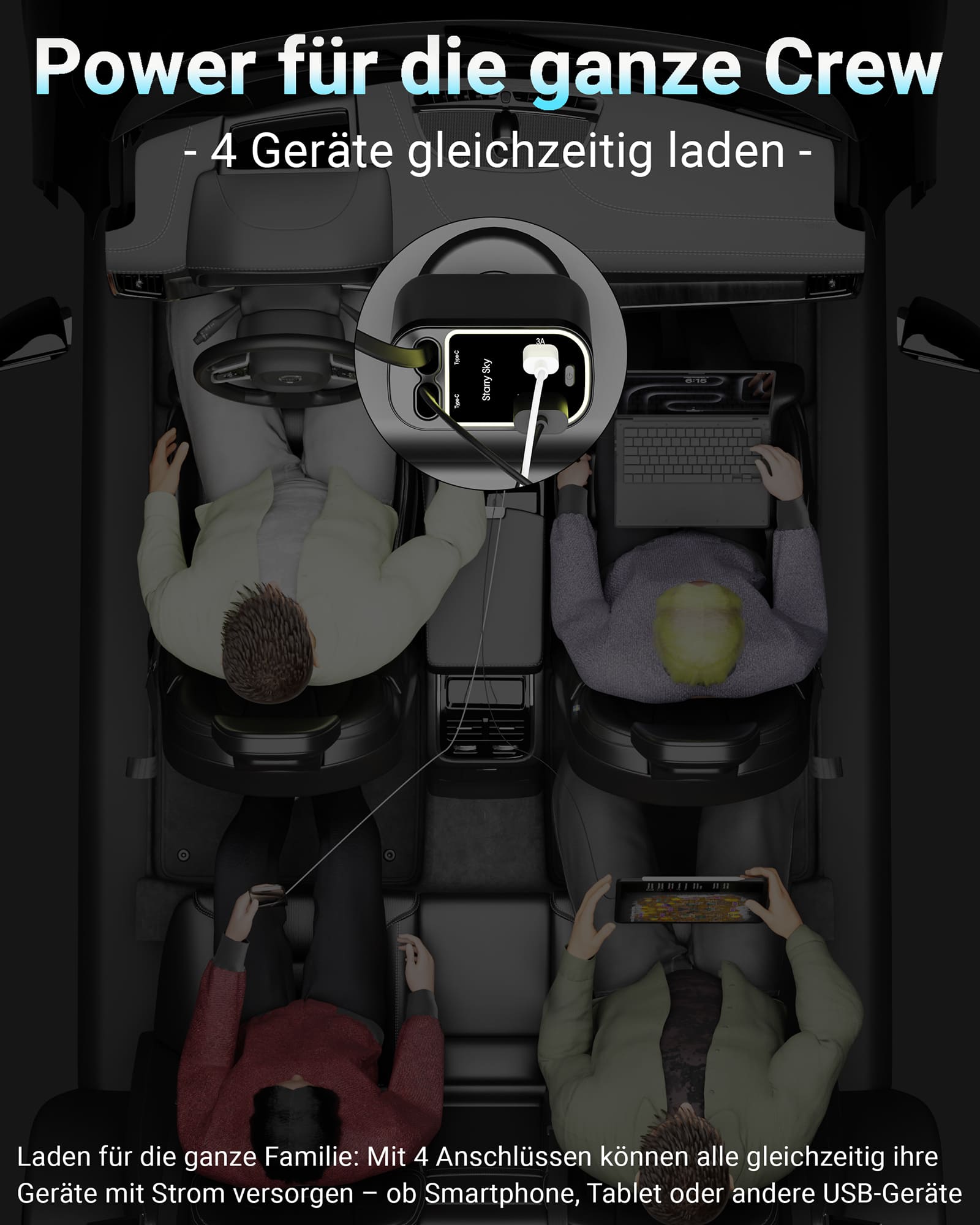 4in1 FlexCharge Auto USB-C Ladegerät