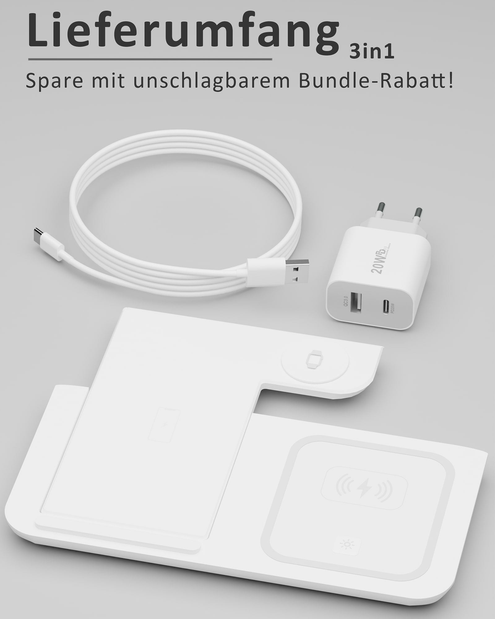 3in1 Light PowerBase Ladestation für iPhone