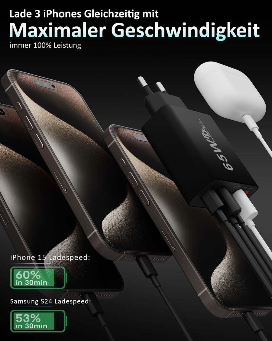 iPhone 15: von 30 auf 60 % in 30 Minuten.