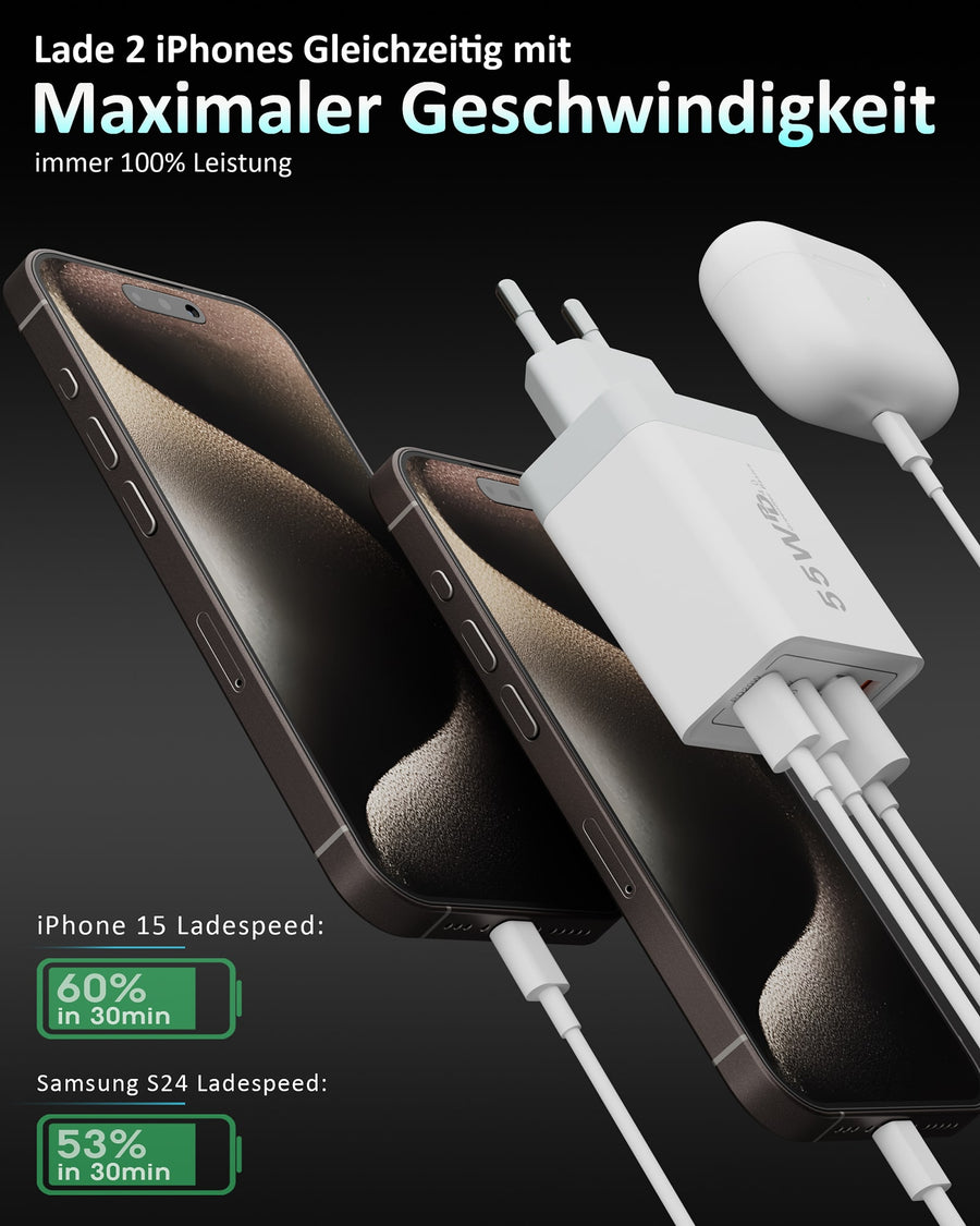 iPhone 15: von 30 auf 60 % in 30 Minuten.
