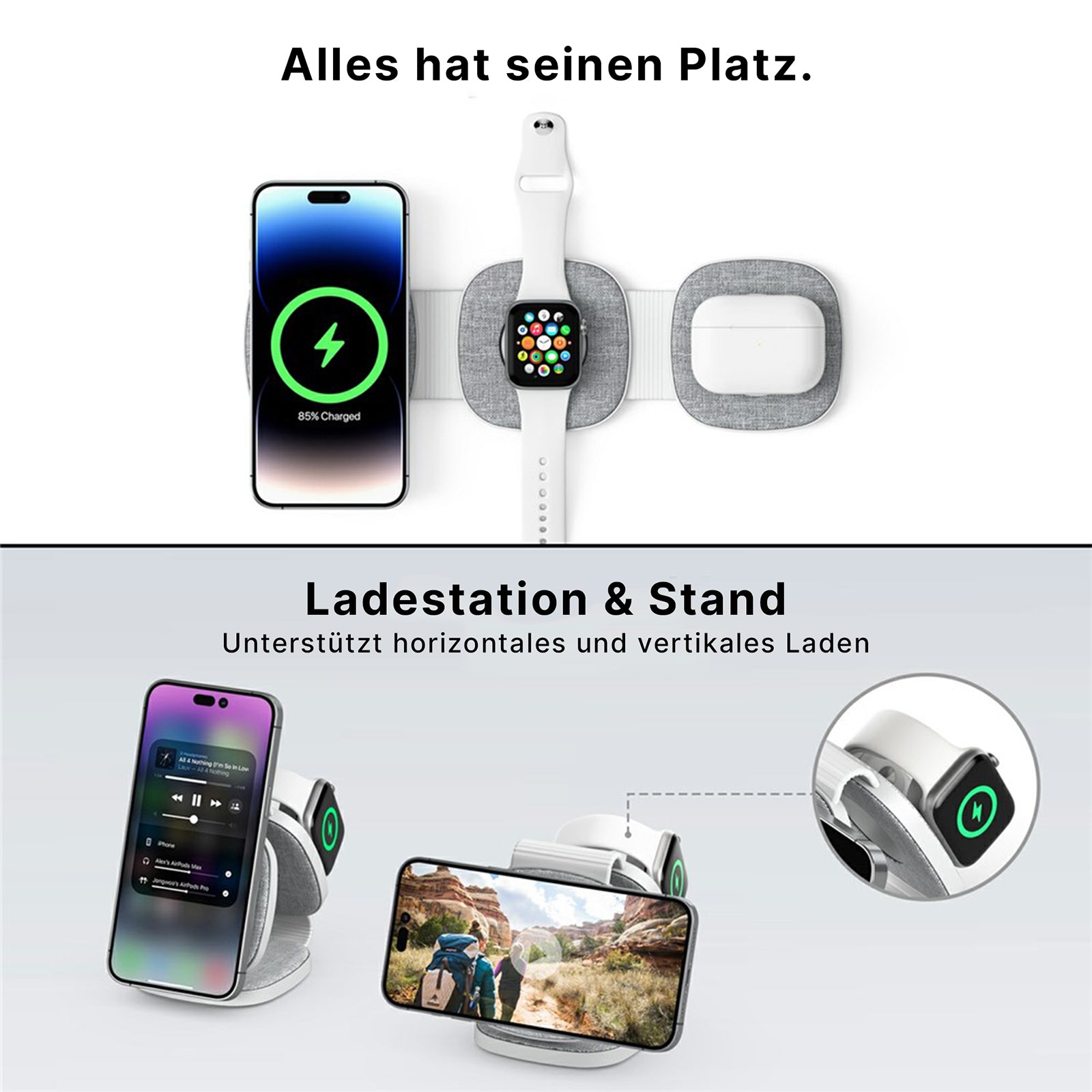 Foldable 3in1 Travel PowerBase für iPhone