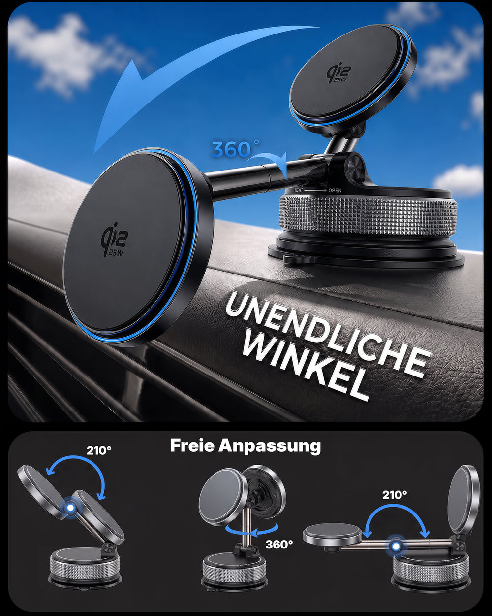 Vacuum Phone Stand 25W Wireless Charging