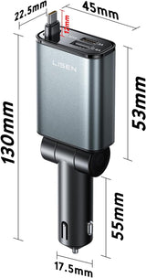 LISEN B113 Retractable Cable Car Charger Mini