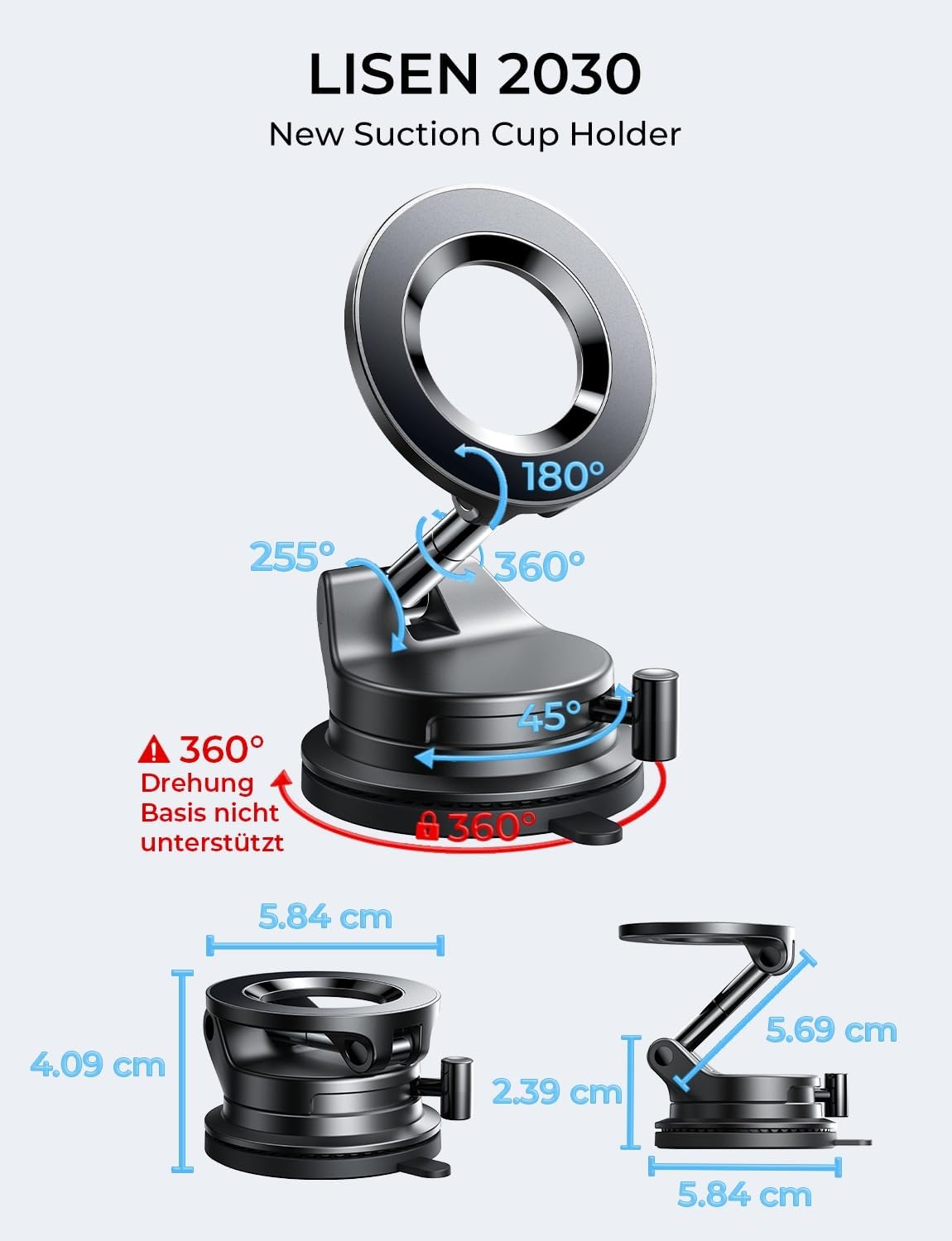 LISEN A608 Manual Suction Magnetic Car Phone Mount - View 7