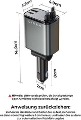 LISEN B104 Retractable Cable Car Charger