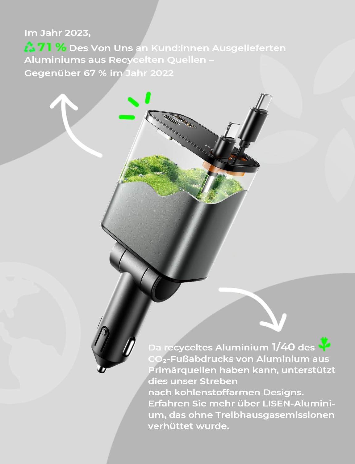 LISEN B104 Retractable Cable Car Charger