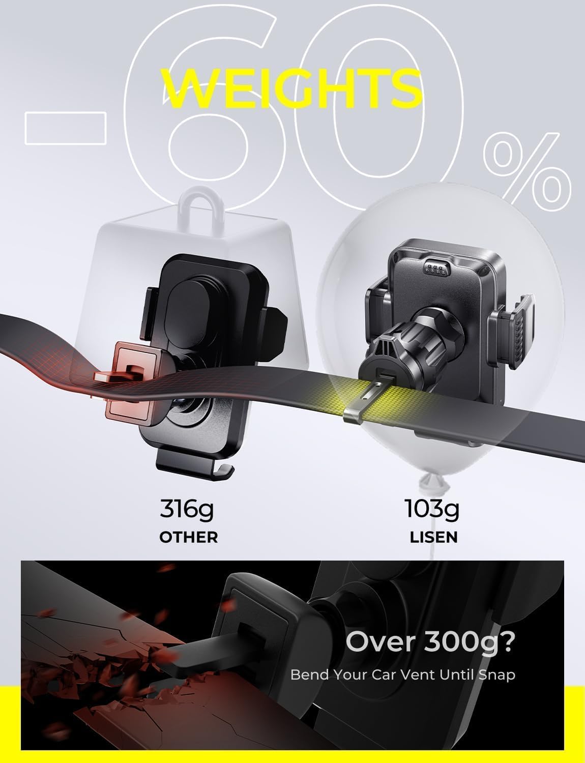 LISEN Clamp Arm Wireless Car Charger