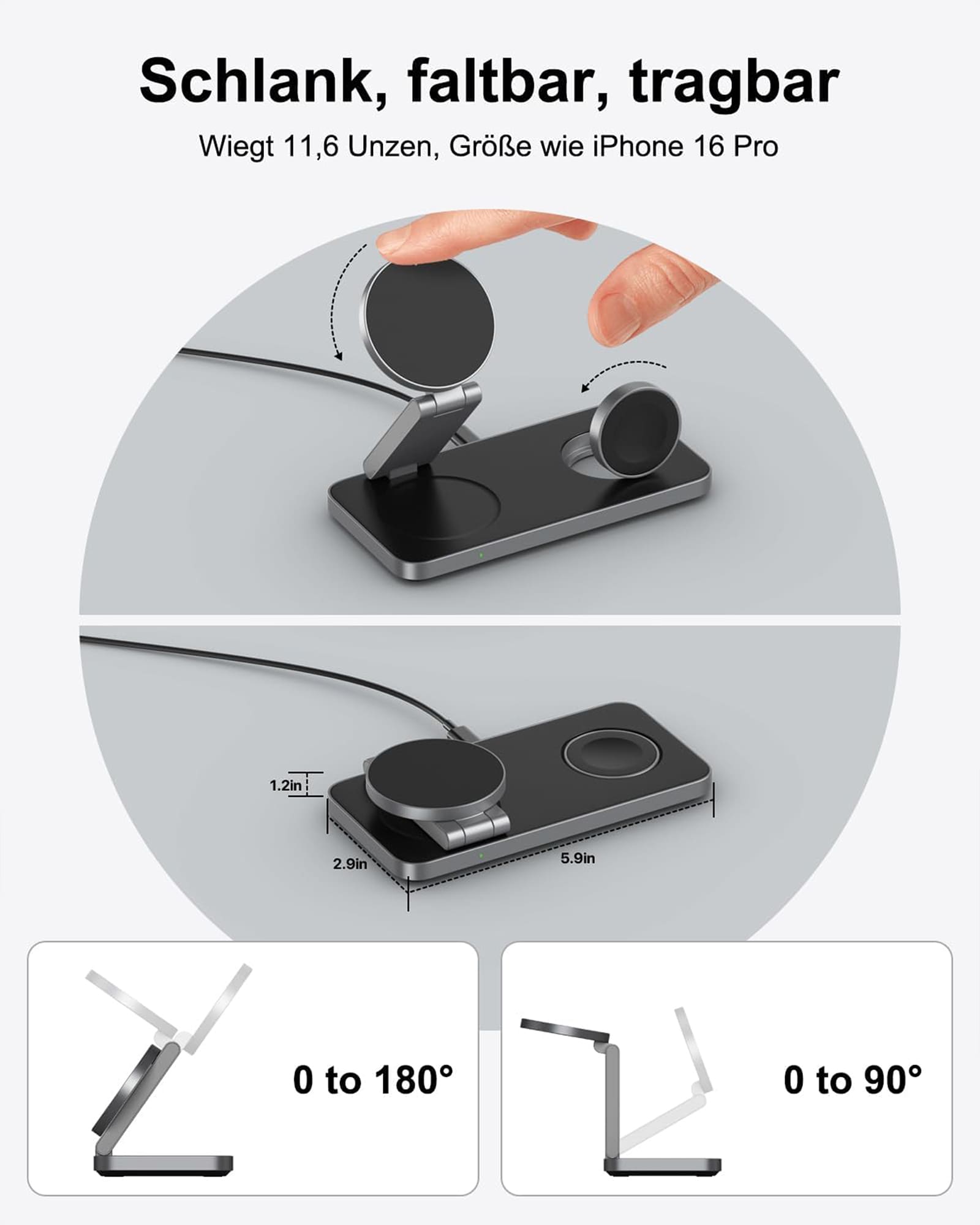 3in1 Magnetic PowerBase Travel Charger - Ladestation für iPhone