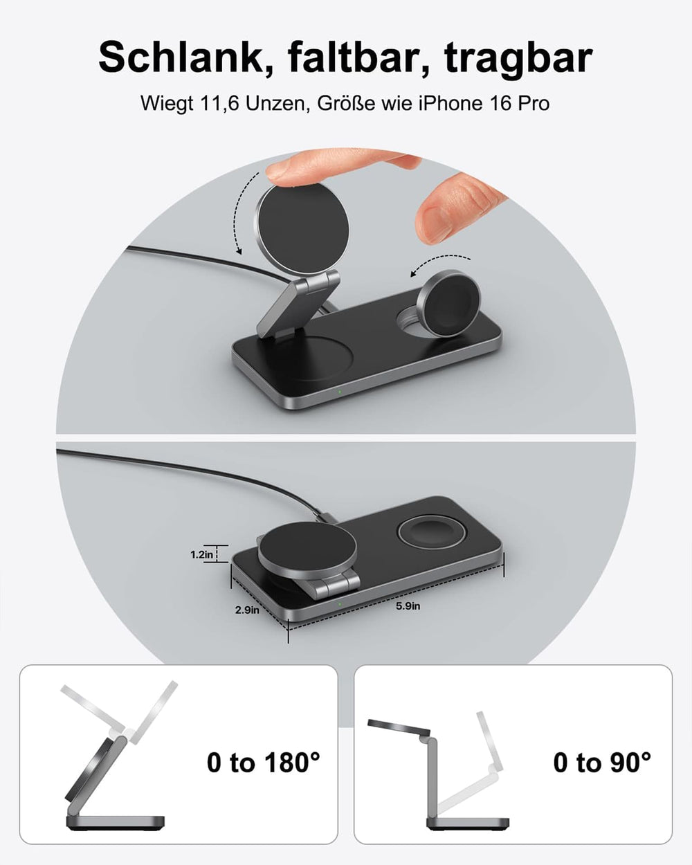 3-in-1 Magnetic PowerBase Travel Charger - Charging Station for iPhone