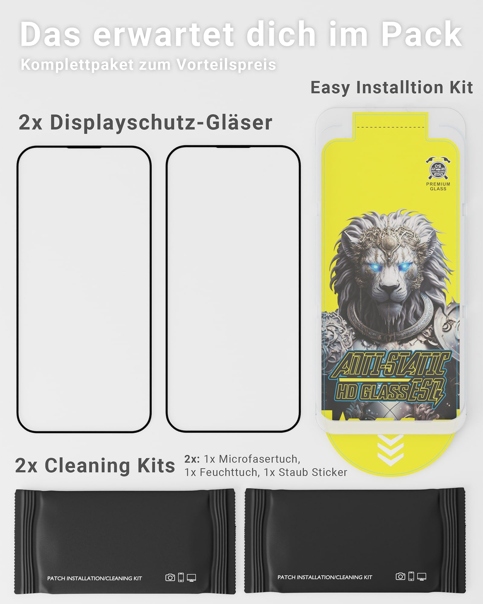 EASY INSTALL Crystal Glass 2er Pack - für iPhone