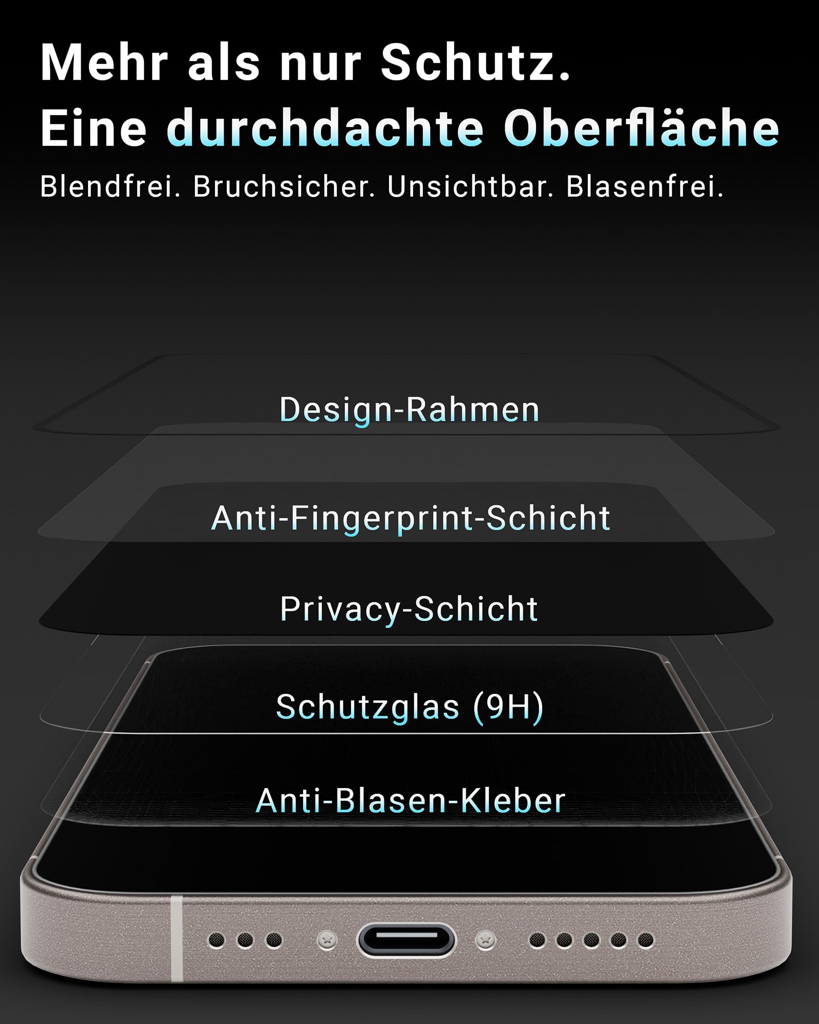 EASY INSTALL Privacy Glass 2er Pack - für iPhone