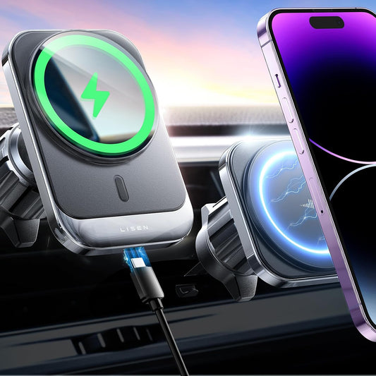 LISEN W605 Wireless-Charger mit Klemmarm – kabelloses Laden im Auto