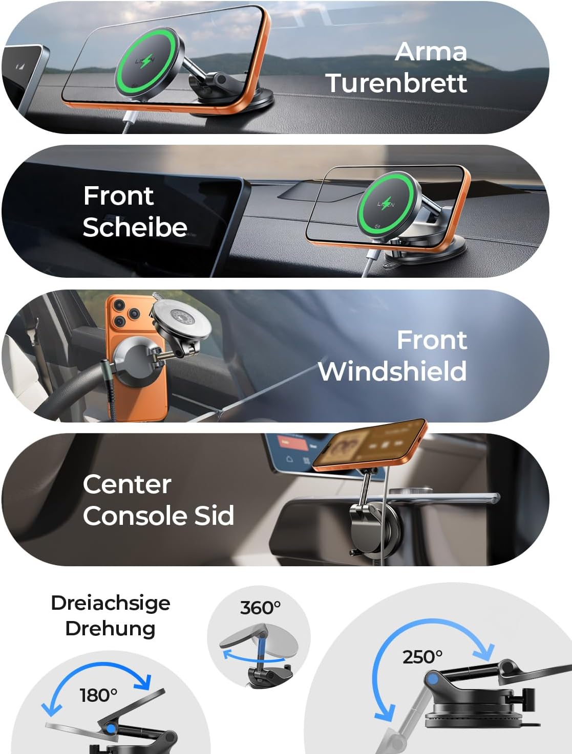 LISEN W608 Pro Qi2.2 Wireless Car Charger