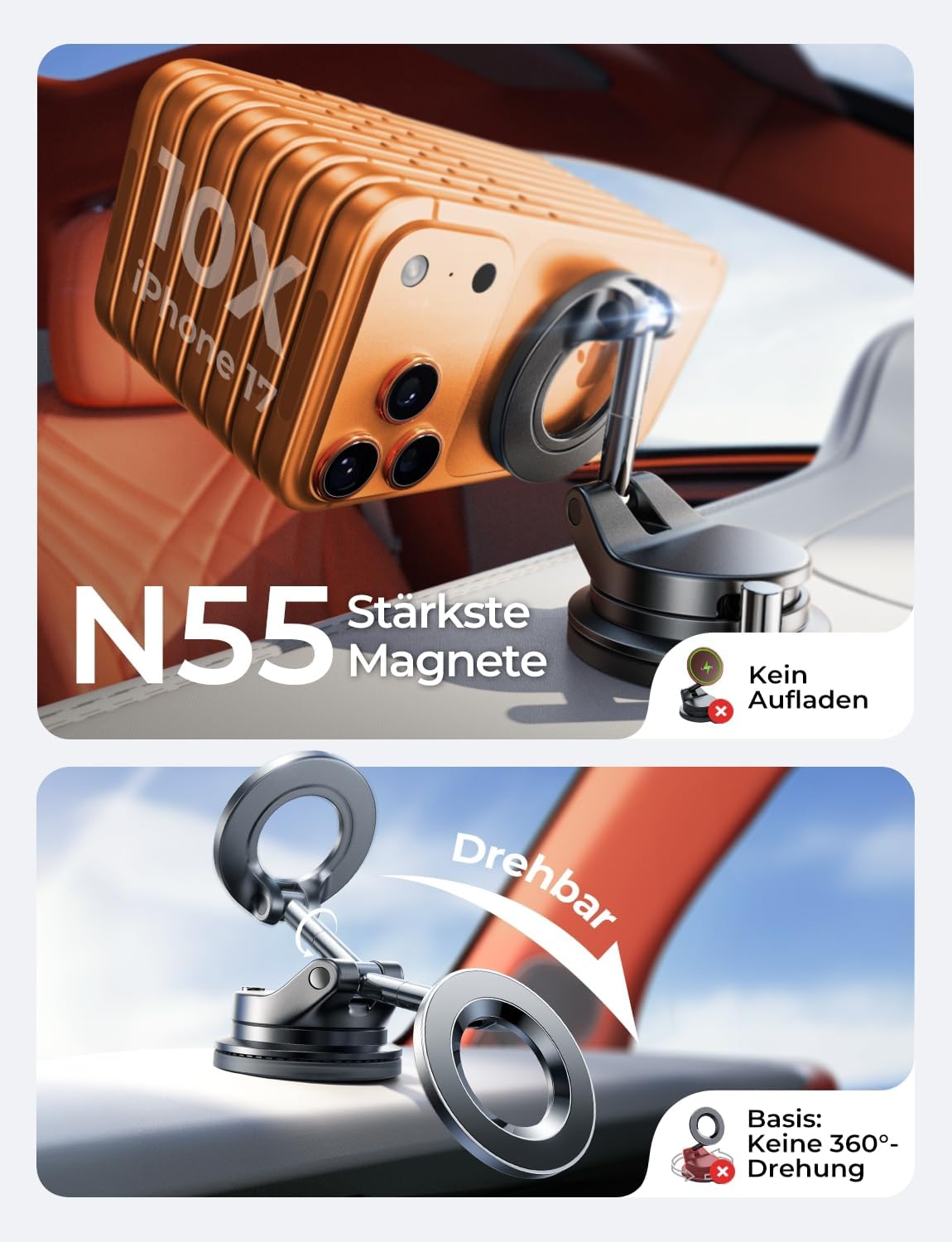 LISEN A608 Manual Suction Magnetic Car Phone Mount - View 3
