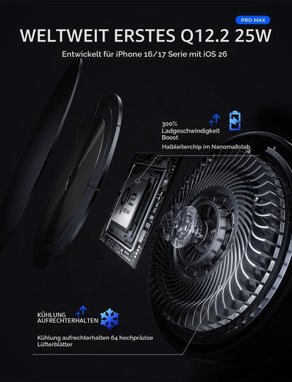 LISEN W116 Qi2.2 Car Wireless Charger with Cooling Fan