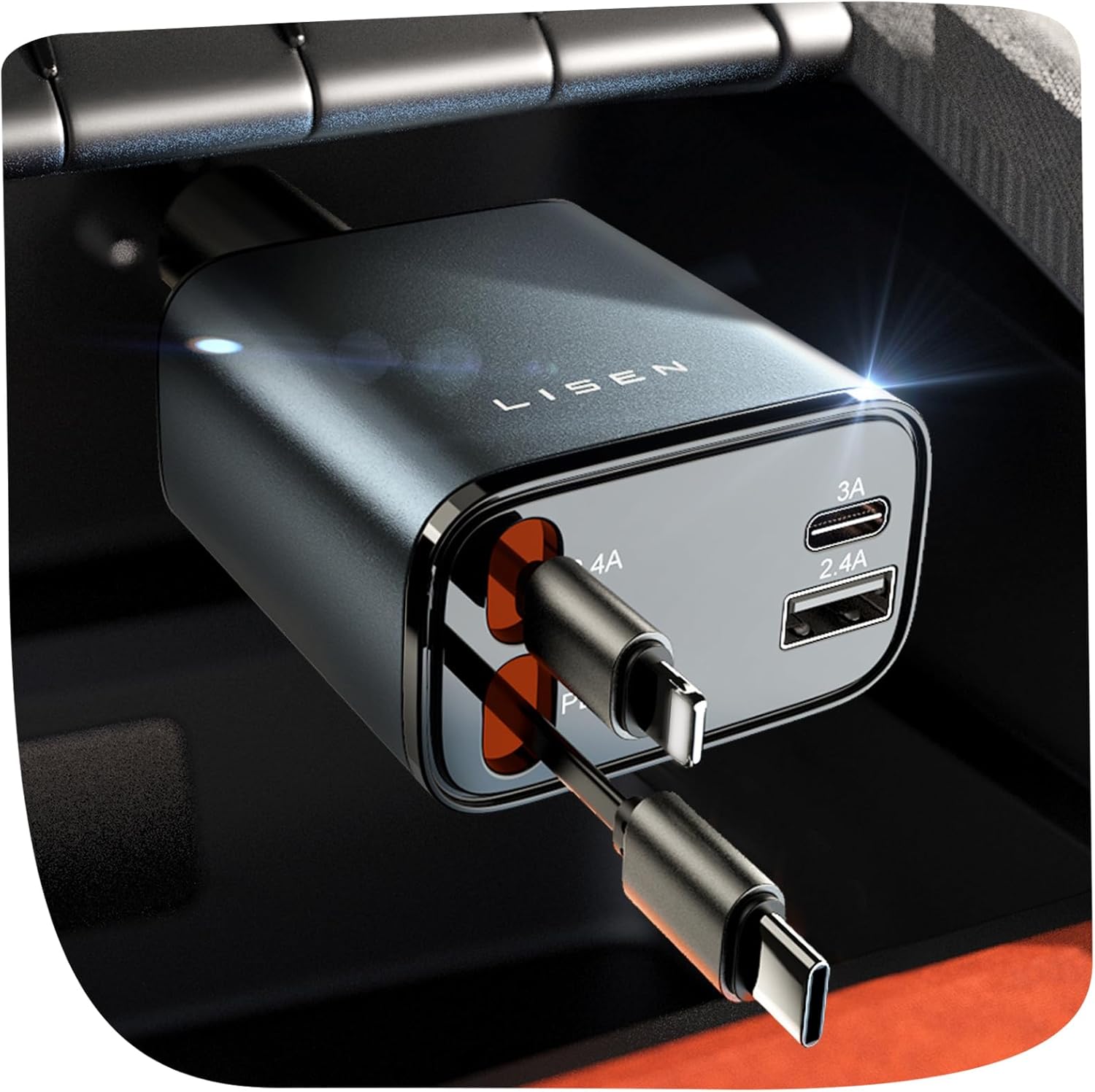 LISEN B104 Retractable Cable Car Charger