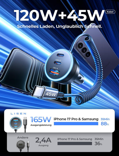 LISEN Car Charger with Cables