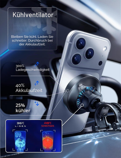 LISEN W116 Qi2.2 Car Wireless Charger with Cooling Fan